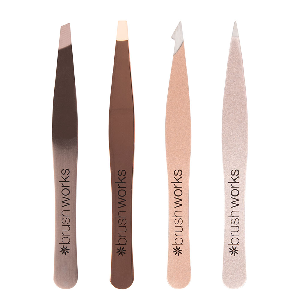 Brushworks 4 Piece Combination Tweezer Set – Gold - image 6
